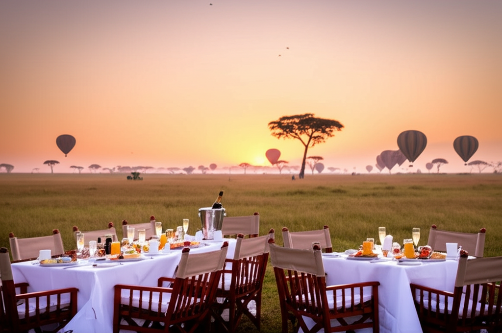 Bush breakfast after balloon safari