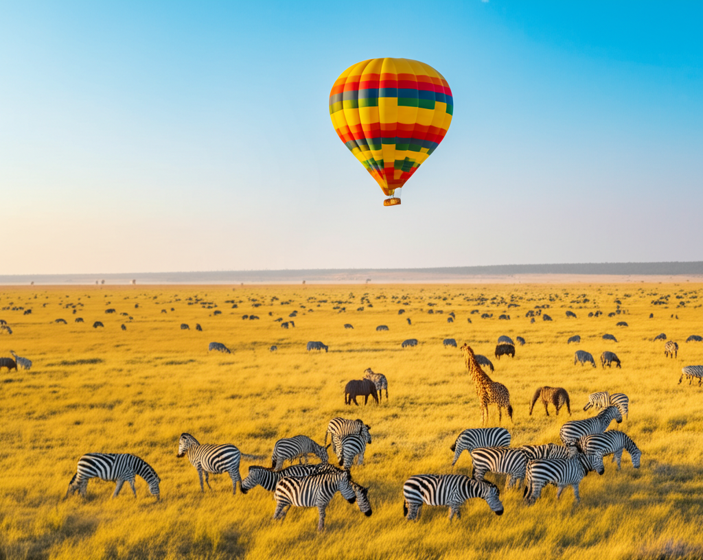 Balloon flying over the Serengeti