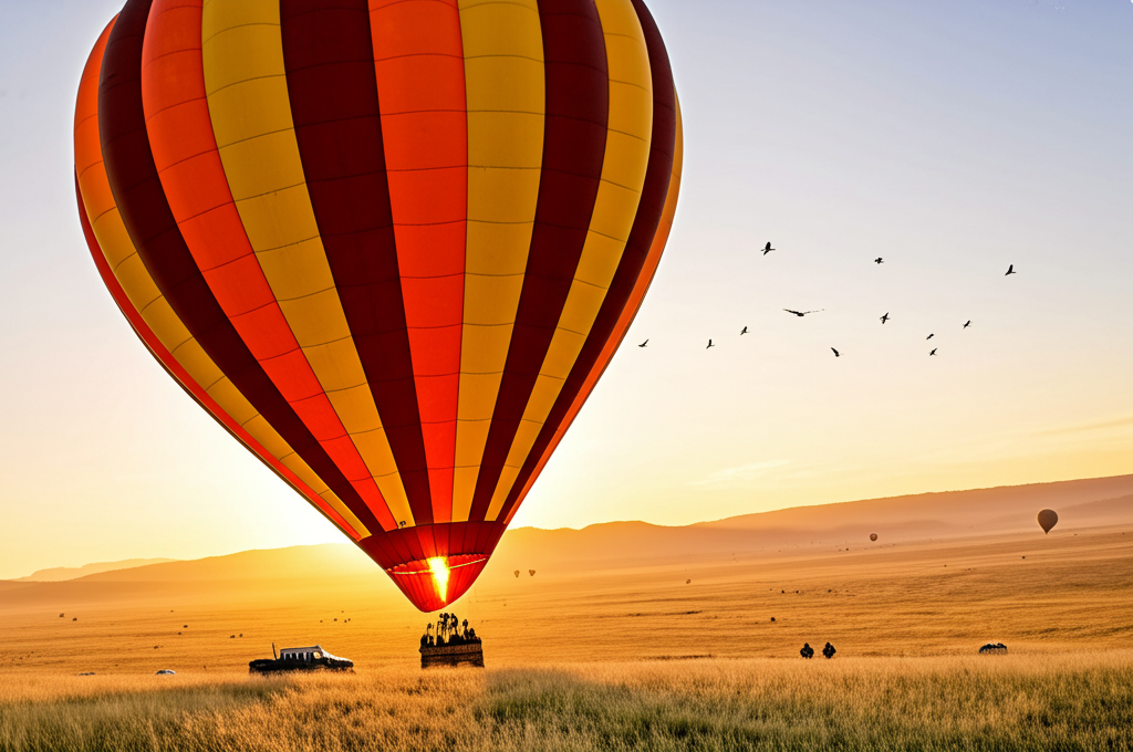 Balloon takeoff at dawn