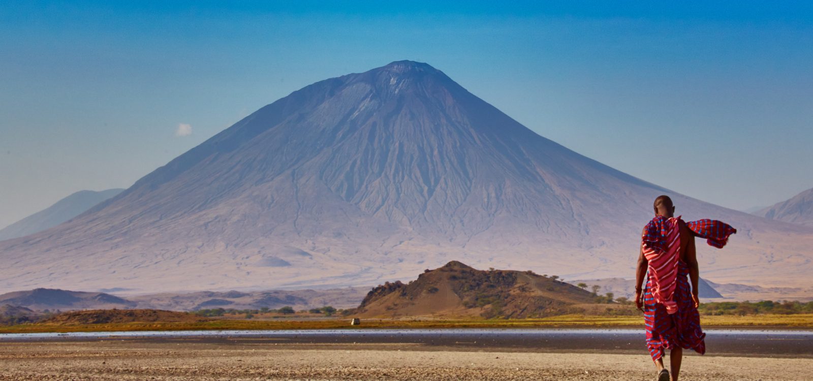 Maasai with Oldoinyo Lengai in the background