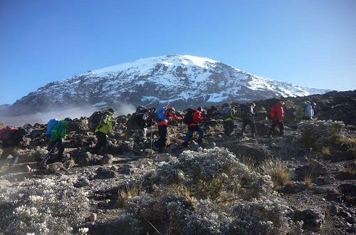 Climbers on the Umbwe Route of Mount Kilimanjaro